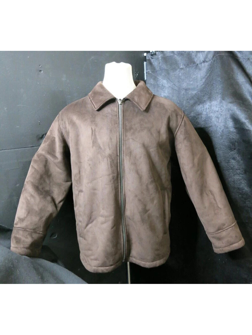 Axcess/Men a Claiborne Co. 2XL Brown Faux Suede Full Zip Up Jacket Sherpa Lined